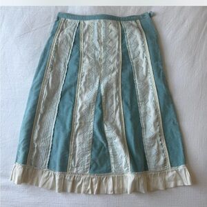 Odille for Anthropologie Blue Velvet and Silk Cream Skirt 2